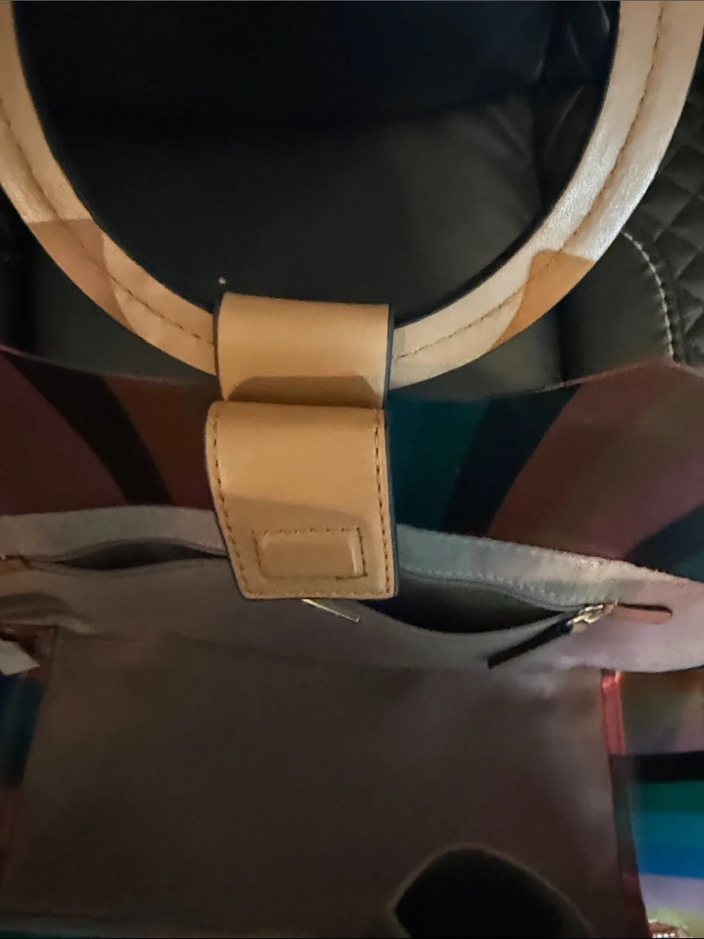 Vince Camuto Tan Leather Accent Clear Tote Bag with Round Handles